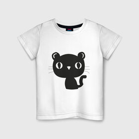 Детская футболка хлопок с принтом Милый котенок - мяу в Кировске, 100% хлопок | круглый вырез горловины, полуприлегающий силуэт, длина до линии бедер | киса | котенок | котята | кошечка | кошки | мяу