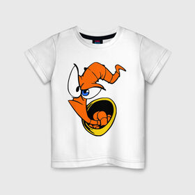 Детская футболка хлопок с принтом Червяк Джим (Earthworm jimm) в Кировске, 100% хлопок | круглый вырез горловины, полуприлегающий силуэт, длина до линии бедер | червяк джим. главный герой мультика 
