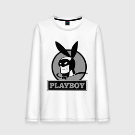 Мужской лонгслив хлопок с принтом Playboy (Человек-кролик) в Кировске, 100% хлопок |  | кролик | плейбой | плэйбой | символа playboy человек кролик. rabbitman.playboy