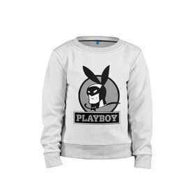 Детский свитшот хлопок с принтом Playboy (Человек-кролик) в Кировске, 100% хлопок | круглый вырез горловины, эластичные манжеты, пояс и воротник | кролик | плейбой | плэйбой | символа playboy человек кролик. rabbitman.playboy