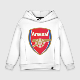 Детское худи Oversize хлопок с принтом FA Premier League. Arsenal FC. в Кировске, френч-терри — 70% хлопок, 30% полиэстер. Мягкий теплый начес внутри —100% хлопок | боковые карманы, эластичные манжеты и нижняя кромка, капюшон на магнитной кнопке | Тематика изображения на принте: арсенал