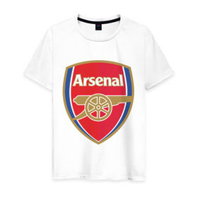 Мужская футболка хлопок с принтом FA Premier League. Arsenal FC. в Кировске, 100% хлопок | прямой крой, круглый вырез горловины, длина до линии бедер, слегка спущенное плечо. | арсенал