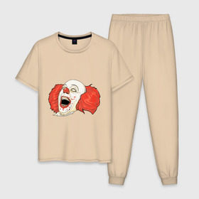 Мужская пижама хлопок с принтом Evil Clown в Кировске, 100% хлопок | брюки и футболка прямого кроя, без карманов, на брюках мягкая резинка на поясе и по низу штанин
 | evil clown | злой клоун | клоун