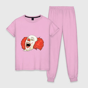 Женская пижама хлопок с принтом Evil Clown в Кировске, 100% хлопок | брюки и футболка прямого кроя, без карманов, на брюках мягкая резинка на поясе и по низу штанин | evil clown | злой клоун | клоун