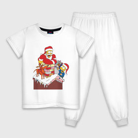 Детская пижама хлопок с принтом Симпсоны новый год в Кировске, 100% хлопок |  брюки и футболка прямого кроя, без карманов, на брюках мягкая резинка на поясе и по низу штанин
 | гомер