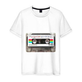 Мужская футболка хлопок с принтом Аудиокассета в Кировске, 100% хлопок | прямой крой, круглый вырез горловины, длина до линии бедер, слегка спущенное плечо. | 