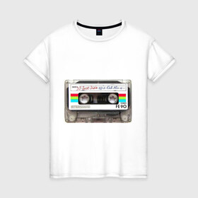 Женская футболка хлопок с принтом Аудиокассета в Кировске, 100% хлопок | прямой крой, круглый вырез горловины, длина до линии бедер, слегка спущенное плечо | 
