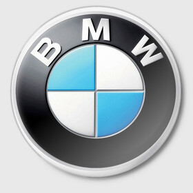 Значок с принтом BMW - эмблема в Кировске,  металл | круглая форма, металлическая застежка в виде булавки | Тематика изображения на принте: bmv | bmw | x5 | бмв | логотип