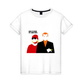 Женская футболка хлопок с принтом Pet Shop Boys (1) в Кировске, 100% хлопок | прямой крой, круглый вырез горловины, длина до линии бедер, слегка спущенное плечо | pet shop boys | pet shop boys   back to mineboys | shop boys | музыка | пет шоп бойс