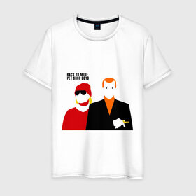 Мужская футболка хлопок с принтом Pet Shop Boys (1) в Кировске, 100% хлопок | прямой крой, круглый вырез горловины, длина до линии бедер, слегка спущенное плечо. | pet shop boys | pet shop boys   back to mineboys | shop boys | музыка | пет шоп бойс