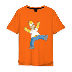 Мужская футболка хлопок Oversize с принтом Гомер симпсон в Кировске, 100% хлопок | свободный крой, круглый ворот, “спинка” длиннее передней части | гомер