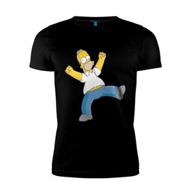Мужская футболка премиум с принтом Гомер симпсон в Кировске, 92% хлопок, 8% лайкра | приталенный силуэт, круглый вырез ворота, длина до линии бедра, короткий рукав | Тематика изображения на принте: гомер