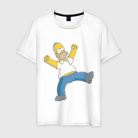 Мужская футболка хлопок с принтом Гомер симпсон в Кировске, 100% хлопок | прямой крой, круглый вырез горловины, длина до линии бедер, слегка спущенное плечо. | Тематика изображения на принте: гомер