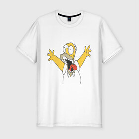 Мужская футболка премиум с принтом Crazy comer simpson в Кировске, 92% хлопок, 8% лайкра | приталенный силуэт, круглый вырез ворота, длина до линии бедра, короткий рукав | Тематика изображения на принте: гомер