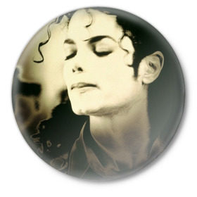 Значок с принтом Майкл Джексон в Кировске,  металл | круглая форма, металлическая застежка в виде булавки | billie jean | billy jean | michael jackson | майкл джексон