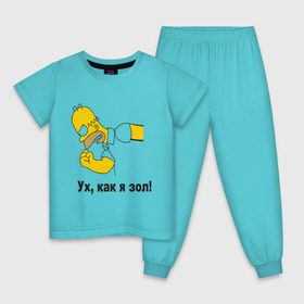 Детская пижама хлопок с принтом Злой Гомер симпсон в Кировске, 100% хлопок |  брюки и футболка прямого кроя, без карманов, на брюках мягкая резинка на поясе и по низу штанин
 | гомер