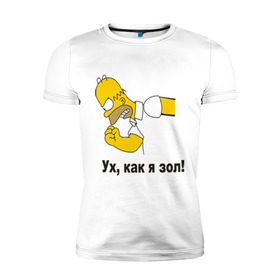 Мужская футболка премиум с принтом Злой Гомер симпсон в Кировске, 92% хлопок, 8% лайкра | приталенный силуэт, круглый вырез ворота, длина до линии бедра, короткий рукав | гомер