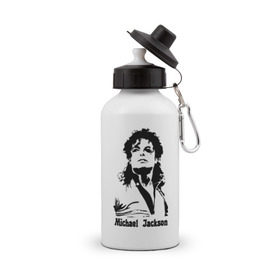 Бутылка спортивная с принтом Michael Jackson в Кировске, металл | емкость — 500 мл, в комплекте две пластиковые крышки и карабин для крепления | Тематика изображения на принте: jackson | michael | pop | джексон | майкл | майкл джексон | поп