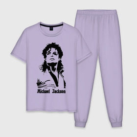 Мужская пижама хлопок с принтом Michael Jackson в Кировске, 100% хлопок | брюки и футболка прямого кроя, без карманов, на брюках мягкая резинка на поясе и по низу штанин
 | jackson | michael | pop | джексон | майкл | майкл джексон | поп