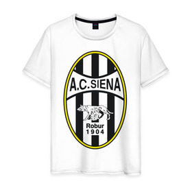 Мужская футболка хлопок с принтом Italian Serie A. AC Siena в Кировске, 100% хлопок | прямой крой, круглый вырез горловины, длина до линии бедер, слегка спущенное плечо. | 