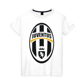 Женская футболка хлопок с принтом Italian Serie A. Juventus FC в Кировске, 100% хлопок | прямой крой, круглый вырез горловины, длина до линии бедер, слегка спущенное плечо | фк | ювентус