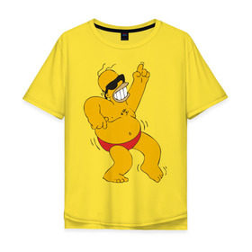 Мужская футболка хлопок Oversize с принтом Гомер симпсон танцует в Кировске, 100% хлопок | свободный крой, круглый ворот, “спинка” длиннее передней части | Тематика изображения на принте: гомер