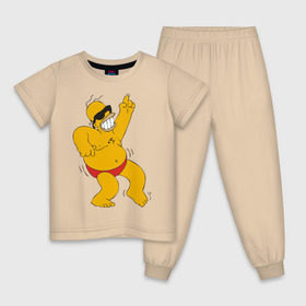 Детская пижама хлопок с принтом Гомер симпсон танцует в Кировске, 100% хлопок |  брюки и футболка прямого кроя, без карманов, на брюках мягкая резинка на поясе и по низу штанин
 | гомер