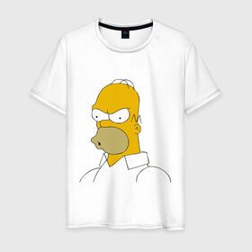Мужская футболка хлопок с принтом Сердитый Гомер Симпсон в Кировске, 100% хлопок | прямой крой, круглый вырез горловины, длина до линии бедер, слегка спущенное плечо. | гомер