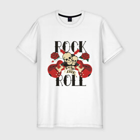 Мужская футболка премиум с принтом Rock (8) в Кировске, 92% хлопок, 8% лайкра | приталенный силуэт, круглый вырез ворота, длина до линии бедра, короткий рукав | heavy metal | metal | rocknroll | trash metal | гитары | метал | металл | рок | рок н ролл | рокrock | трэш метал | хеви метал | череп