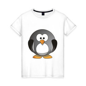 Женская футболка хлопок с принтом Пингвин (4) в Кировске, 100% хлопок | прямой крой, круглый вырез горловины, длина до линии бедер, слегка спущенное плечо | 