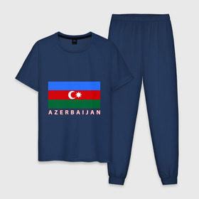 Мужская пижама хлопок с принтом Азербайджан в Кировске, 100% хлопок | брюки и футболка прямого кроя, без карманов, на брюках мягкая резинка на поясе и по низу штанин
 | azerbaijan | azerbaijan map | jan jan azerbaijan
азербайджан | map | азербайджанец | карта азербайджана