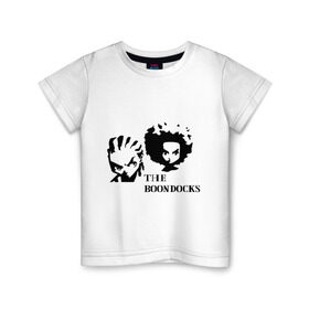 Детская футболка хлопок с принтом Гетто (The Boondocks) в Кировске, 100% хлопок | круглый вырез горловины, полуприлегающий силуэт, длина до линии бедер | 2x2 | boondocks | ghetto | tv | бундокс | гетто | мультик | мультфильмы | тв