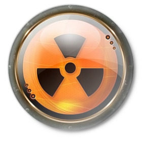 Значок с принтом Радиоактивная опасность в Кировске,  металл | круглая форма, металлическая застежка в виде булавки | Тематика изображения на принте: прикольные рисунки | радиация | радиоактивная | эмблема
