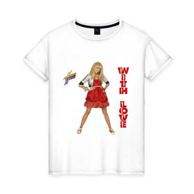 Женская футболка хлопок с принтом Hannah Montana в Кировске, 100% хлопок | прямой крой, круглый вырез горловины, длина до линии бедер, слегка спущенное плечо | hannah montana | хана монтана | ханна монтана