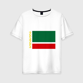 Женская футболка хлопок Oversize с принтом Чечня 95 регион в Кировске, 100% хлопок | свободный крой, круглый ворот, спущенный рукав, длина до линии бедер
 | Тематика изображения на принте: 95 | кавказ | регион | флаг | чеченец | чеченский | чеченцы | чечня | чичня