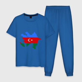 Мужская пижама хлопок с принтом Azerbaijan map в Кировске, 100% хлопок | брюки и футболка прямого кроя, без карманов, на брюках мягкая резинка на поясе и по низу штанин
 | Тематика изображения на принте: azerbaijan | azerbaijan map | map | азербайджан | азербайджанец | карта азербайджана
