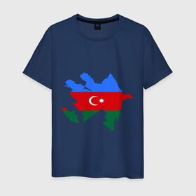 Мужская футболка хлопок с принтом Azerbaijan map в Кировске, 100% хлопок | прямой крой, круглый вырез горловины, длина до линии бедер, слегка спущенное плечо. | azerbaijan | azerbaijan map | map | азербайджан | азербайджанец | карта азербайджана