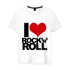 Мужская футболка хлопок с принтом I love rock and roll в Кировске, 100% хлопок | прямой крой, круглый вырез горловины, длина до линии бедер, слегка спущенное плечо. | i love | rock | rock and roll | сердце | я люблю | я люблю рок н роллrock n roll