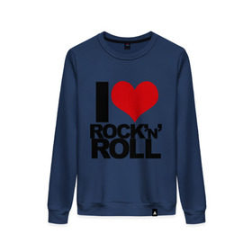Женский свитшот хлопок с принтом I love rock and roll в Кировске, 100% хлопок | прямой крой, круглый вырез, на манжетах и по низу широкая трикотажная резинка  | i love | rock | rock and roll | сердце | я люблю | я люблю рок н роллrock n roll