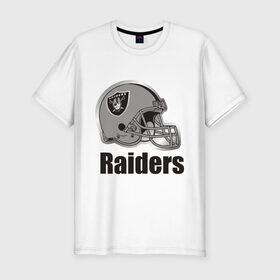 Мужская футболка премиум с принтом Raiders (2) в Кировске, 92% хлопок, 8% лайкра | приталенный силуэт, круглый вырез ворота, длина до линии бедра, короткий рукав | freeride | raiders | райдер | райдеры | фрирайд | шлем