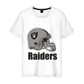 Мужская футболка хлопок с принтом Raiders (2) в Кировске, 100% хлопок | прямой крой, круглый вырез горловины, длина до линии бедер, слегка спущенное плечо. | Тематика изображения на принте: freeride | raiders | райдер | райдеры | фрирайд | шлем