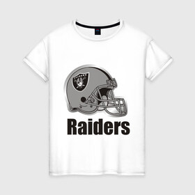 Женская футболка хлопок с принтом Raiders (2) в Кировске, 100% хлопок | прямой крой, круглый вырез горловины, длина до линии бедер, слегка спущенное плечо | freeride | raiders | райдер | райдеры | фрирайд | шлем