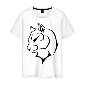 Мужская футболка хлопок с принтом Panther в Кировске, 100% хлопок | прямой крой, круглый вырез горловины, длина до линии бедер, слегка спущенное плечо. | кошачьи | кошка | пантера | хищник