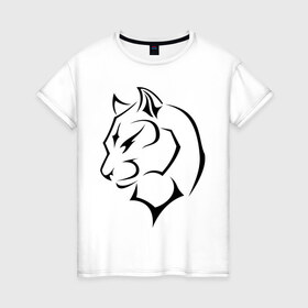 Женская футболка хлопок с принтом Panther в Кировске, 100% хлопок | прямой крой, круглый вырез горловины, длина до линии бедер, слегка спущенное плечо | кошачьи | кошка | пантера | хищник