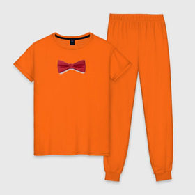Женская пижама хлопок с принтом Стильная бабочка в Кировске, 100% хлопок | брюки и футболка прямого кроя, без карманов, на брюках мягкая резинка на поясе и по низу штанин | бабочка | смокинг