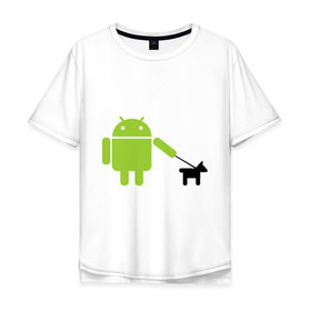 Мужская футболка хлопок Oversize с принтом Android с собакой в Кировске, 100% хлопок | свободный крой, круглый ворот, “спинка” длиннее передней части | android | админу | андроид | прикольные | собака
