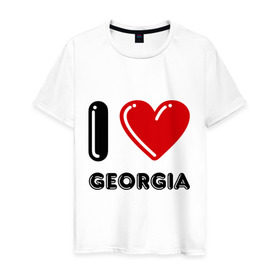 Мужская футболка хлопок с принтом I love Georgia в Кировске, 100% хлопок | прямой крой, круглый вырез горловины, длина до линии бедер, слегка спущенное плечо. | georgia | i love | i love georgia | америка | сша | штат джорджия | я люблю джорджию