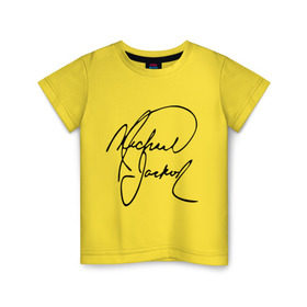 Детская футболка хлопок с принтом Michael Jackson (автограф) в Кировске, 100% хлопок | круглый вырез горловины, полуприлегающий силуэт, длина до линии бедер | Тематика изображения на принте: майкл джексон