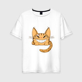 Женская футболка хлопок Oversize с принтом Cat (10) в Кировске, 100% хлопок | свободный крой, круглый ворот, спущенный рукав, длина до линии бедер
 | киса | кот | котенок | котик | котэ | кошка