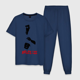 Мужская пижама хлопок с принтом Bruce lee (4) в Кировске, 100% хлопок | брюки и футболка прямого кроя, без карманов, на брюках мягкая резинка на поясе и по низу штанин
 | брюс ли